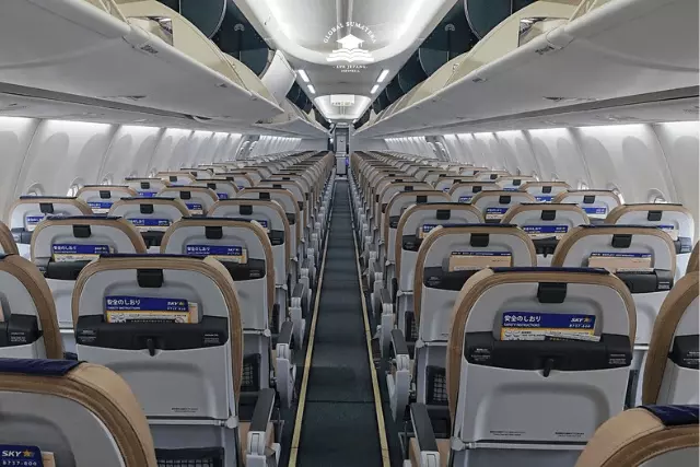 Aviasi yang Pekerjaan pembersihan di dalam pesawat di Jepang